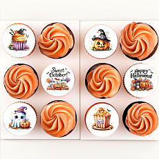 Капкейки Хэллоуин с кремом и мастикой 12 шт