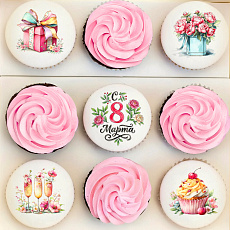 Капкейки "Флоренция" с кремом и мастикой - 9 шт.