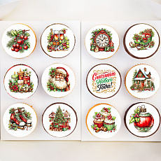 Капкейки с мастикой "Новогодняя ностальгия" - 12 шт.